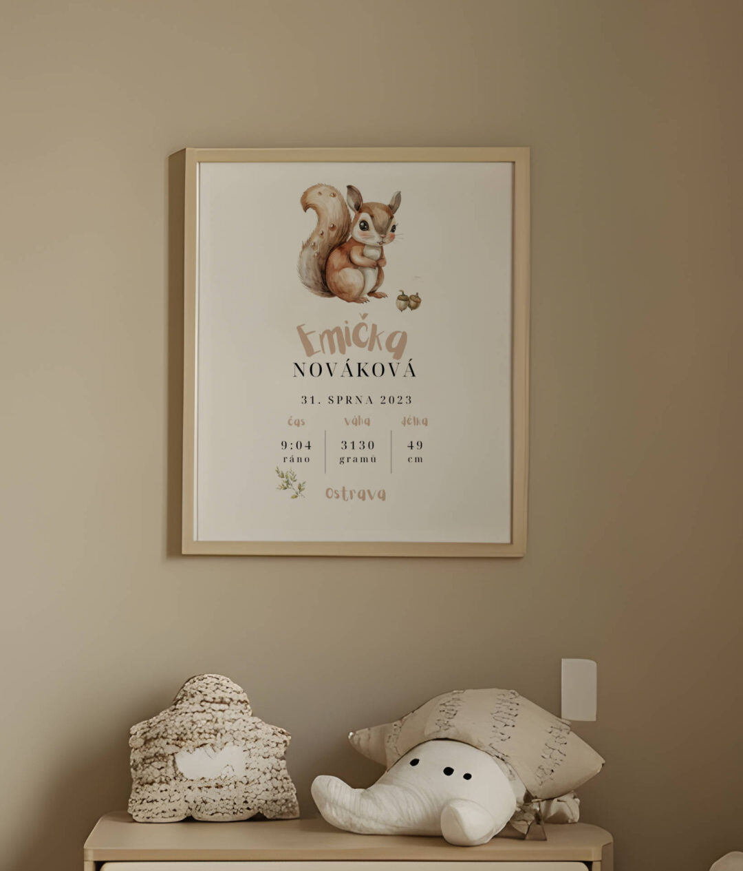 narozeninovy plakat veverka