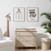 Mock up frame in children room with natural wooden furniture, Farmhouse style interior background