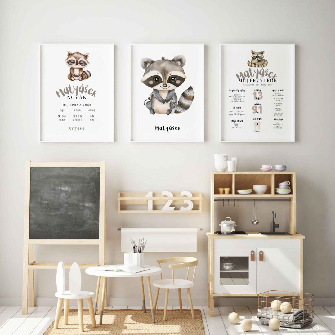 mock up poster frames in children bedroom, Scandinavian style interior background, 3D render