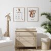 Mock up frame in children room with natural wooden furniture, Farmhouse style interior background