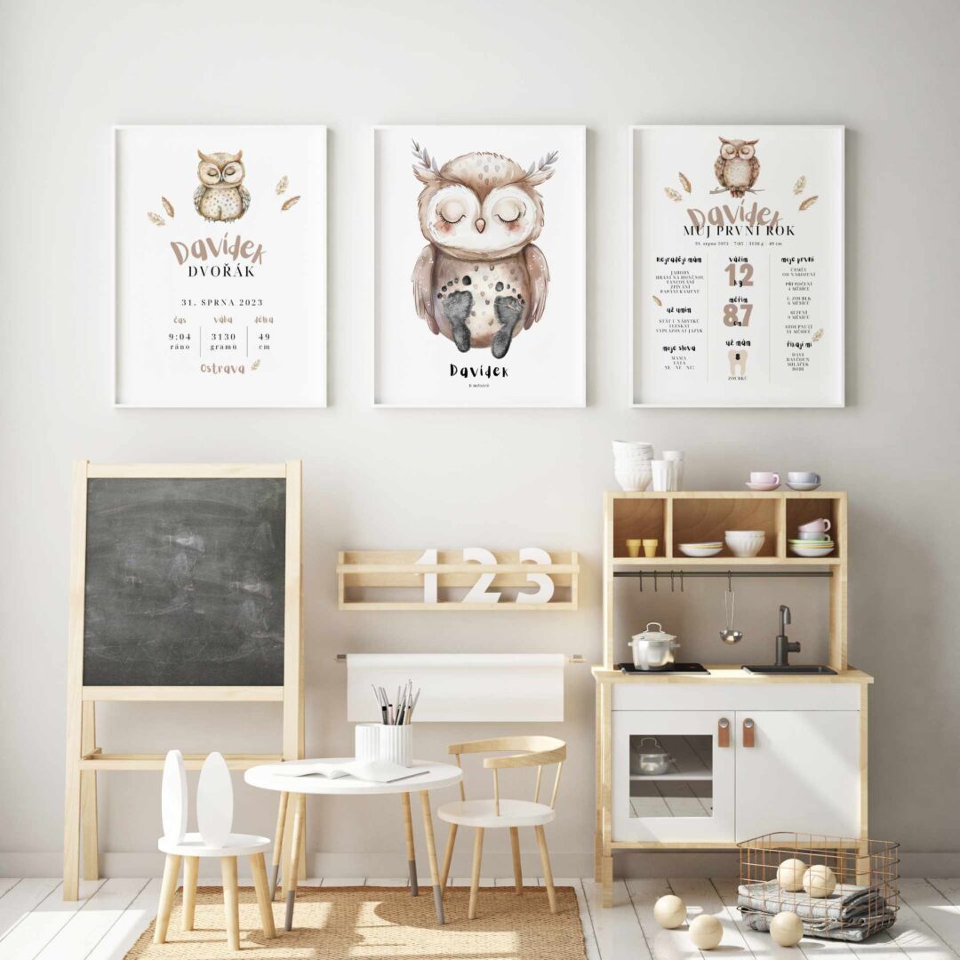 mock up poster frames in children bedroom, Scandinavian style interior background, 3D render