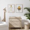 Mock up frame in children room with natural wooden furniture, Farmhouse style interior background