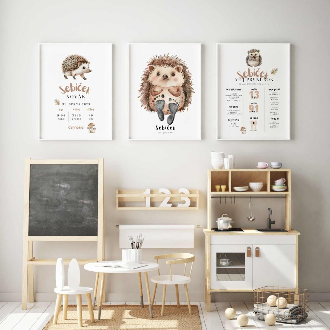 mock up poster frames in children bedroom, Scandinavian style interior background, 3D render